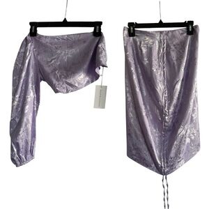 Kultivate Lavender Two-Piece Set with Floral Pattern Size Small NEW